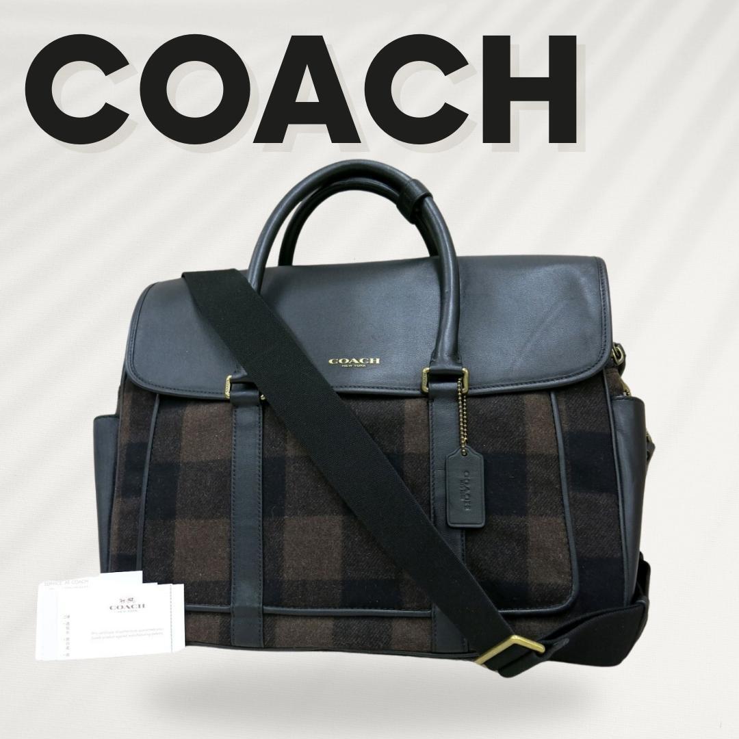 COACH Genuine Leather 2-Way Crossbody Bag in Black & Brown - Pre-Owned