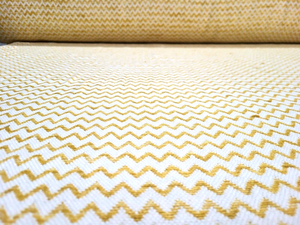 Tela para cortinas Chevron amarilla tejida de lino P Kaufmann CASEY YEMA Foto 3 de 4