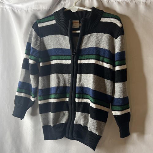Gymboree Striped Sweater 2T Full Zip Up Toddler Boy Girl Black Gray Blue Green - Picture 3 of 5
