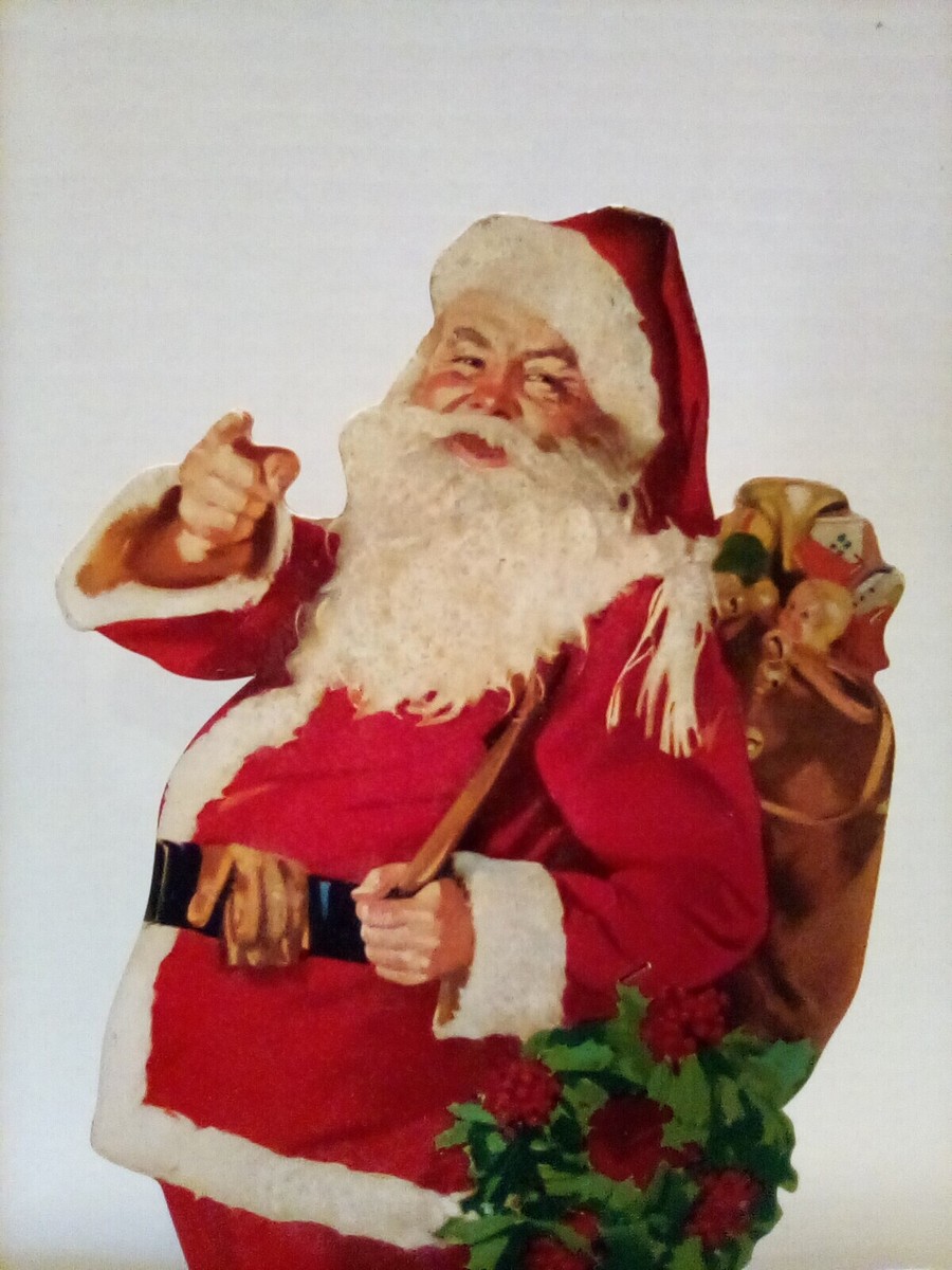 Vintage 1950's Christmas Santa Claus Store Die Cut Stand up