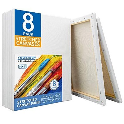 FIXSMITH Stretched White Blank Canvas - 11x14 Inch 8 Pack Primed100% Cotton5/...