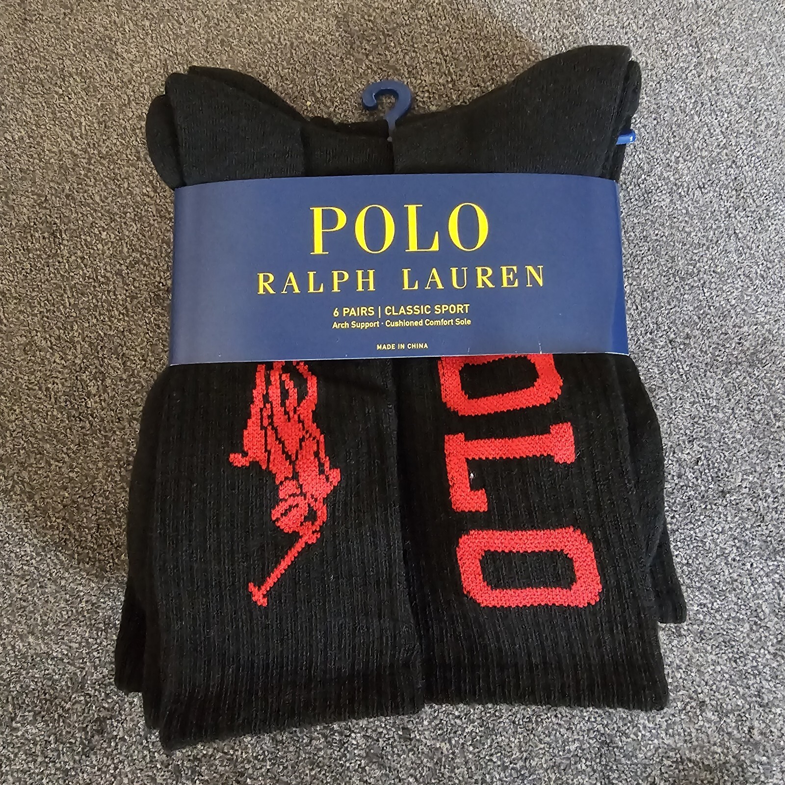 Calze Polo Ralph Lauren Classic Sport Mezze Imbottite Big Pony 6 Paia Taglia 10 13