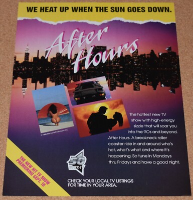 1989 Print Ad After Hours 50 WPWR TV we heat up when the sun goes down beach