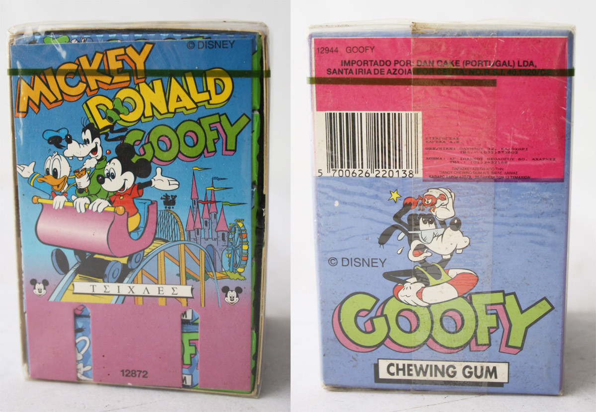 6x Ultra Rare Vintage 80's Disney Goofy Chewing Gum Packs Dandy