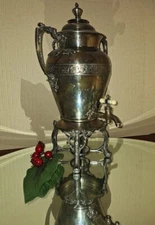 Antique Teapot Samovar Middletown Plate Co. Triple Plate Ornate 18" Tall