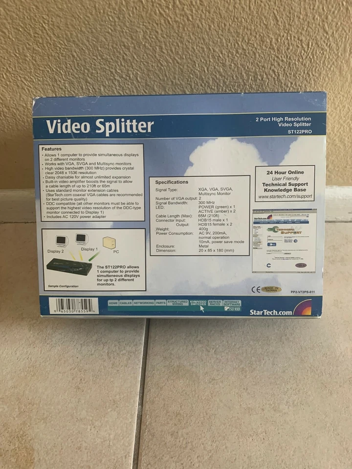 A076 StarTech 2 Port High Resolution Video Splitter VGA 300 MHz 2048 X 1536 Res - Image 2 of 2