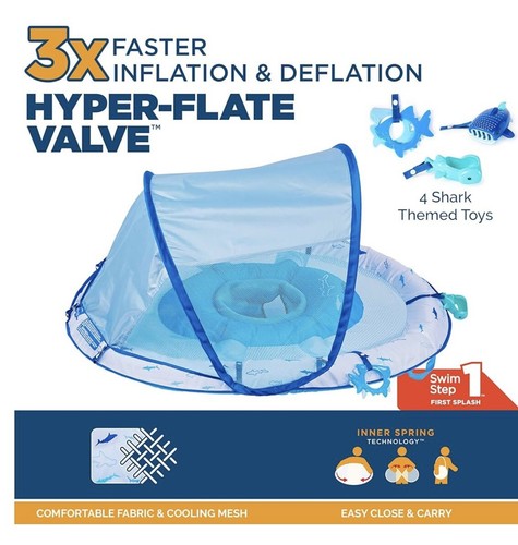 Swimways Elite Baby Spring Float With Canopy, Packable Pool Float, 9-24 Mo - Picture 7 of 8