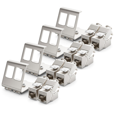 8x CAT 6a Keystone Jack Modul RJ45 STP + 4x Hutschienen Adapter Patchpanel LAN