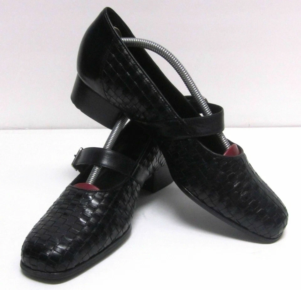 DREW WOMEN'S (10.5 N) TRISH MARY JANE BLACK WOVEN LEATHER ORTHOTIC ADJ. STRAPS - Image 2 of 4