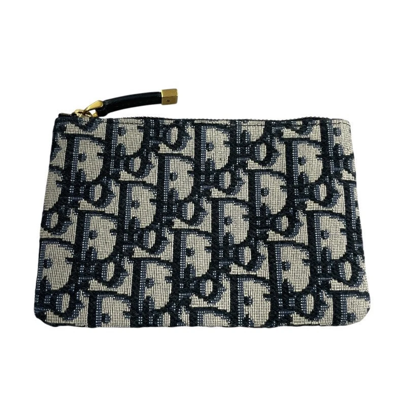 Dior Oblique Jacquard Pochette Toile Femme Trotteur Mini Portefeuille Porte Monnaie Petit I