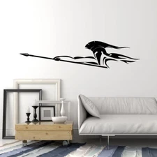 Vinyl Wall Decal Warrior With A Spear Spartan Man In Helmet Stickers (4049ig)