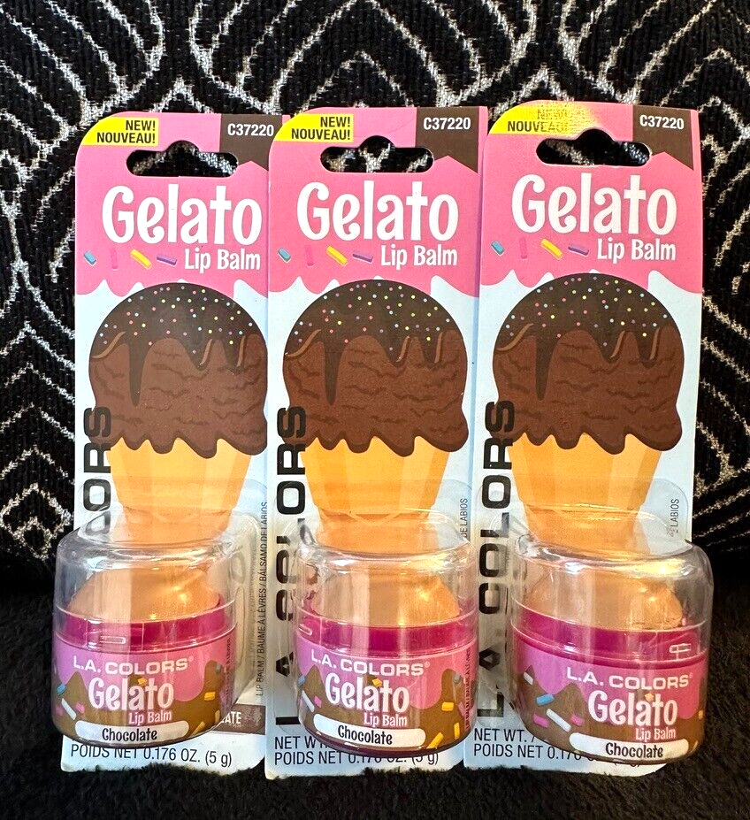 3pk LA COLORS GELATO LIP BALM CHOCOLATE ICE CREAM FLAVOR C37220