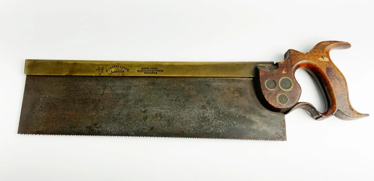 Antique brass back R. Groves son dovetail saw early split nut Silver Steel