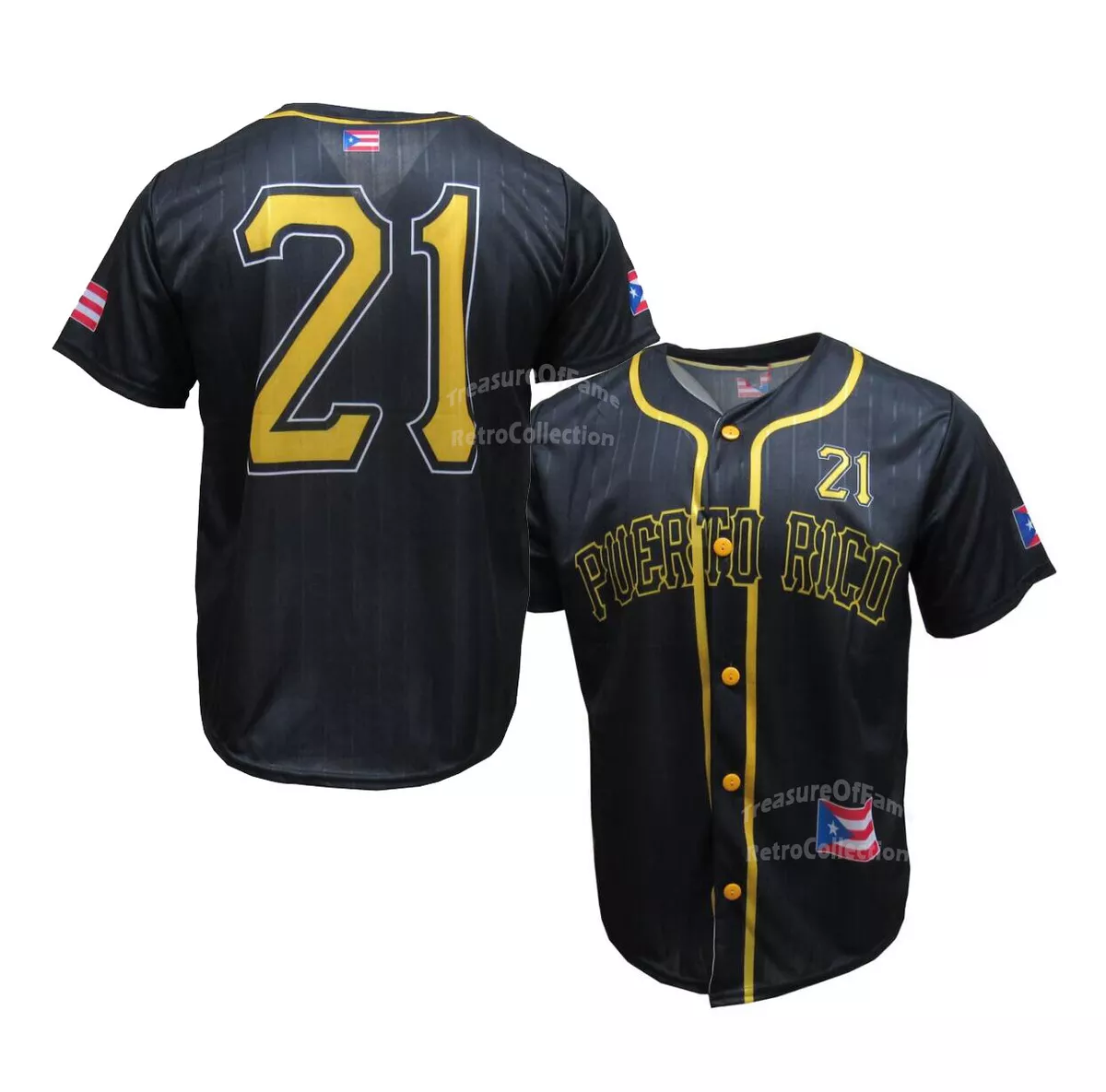 New Roberto Clemente #21 Team Puerto Rico Baseball Jersey Black