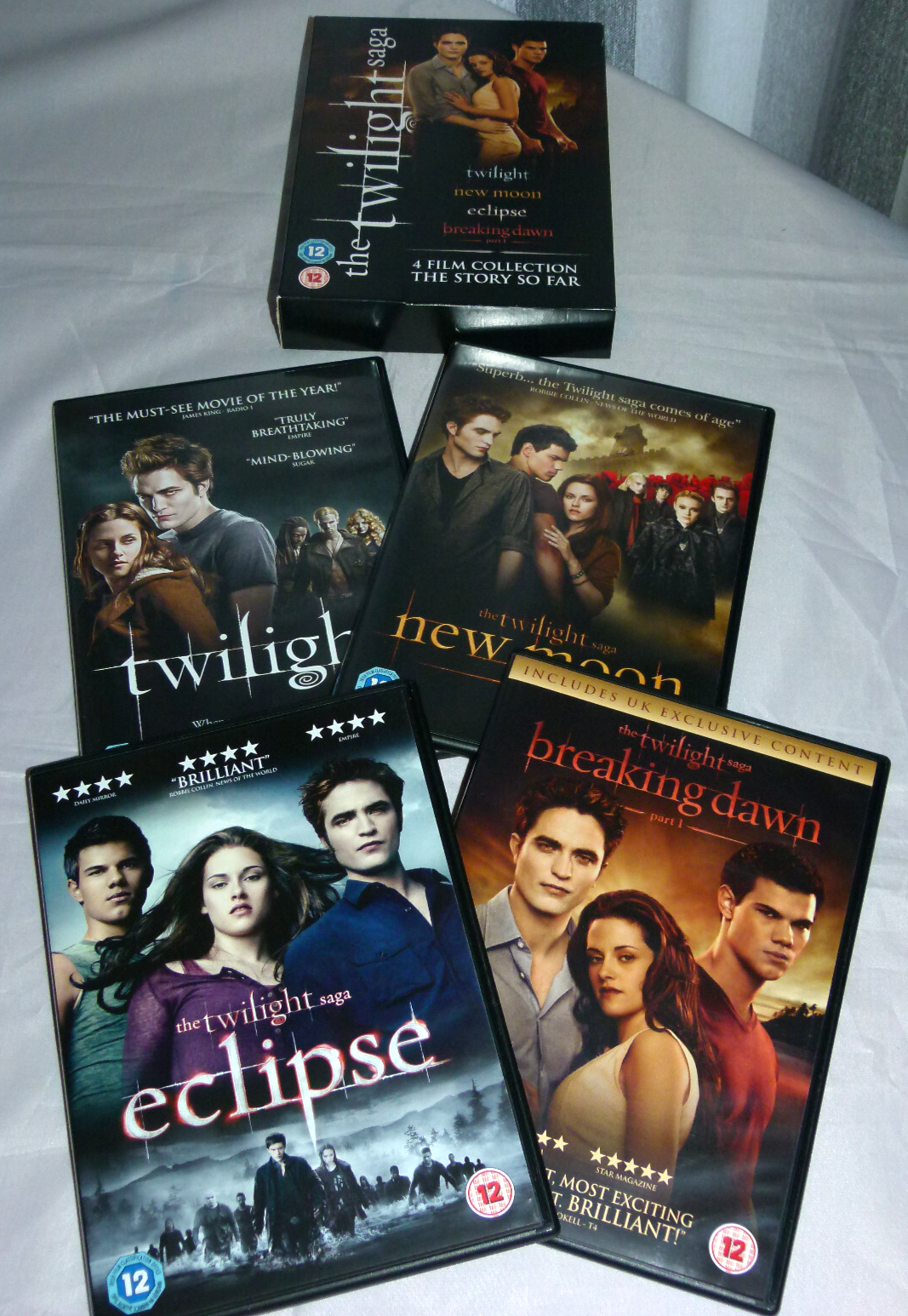 The Twilight SAGA DVDs x 4 Film Collection Vampires & Werewolves Horror cert 12