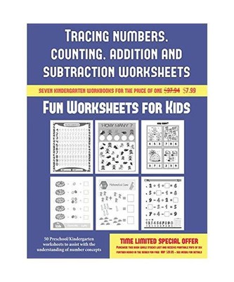 Fun Worksheets for Kids (Tracing Numbers, Counting, Addition and Subtraction): 5