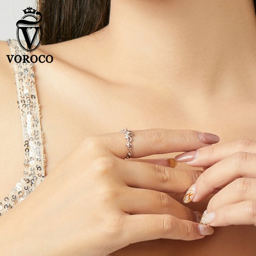 Anillo Voroco Fino Circonio Circonio Corona de Amor S925 Plata Esterlina para Dama Joyería - Imagen 6 de 11