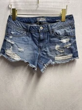 Rewash Brand Cut-Off Short Women's Size 5 27 Blue Mid Rise Raw Hem Distressed