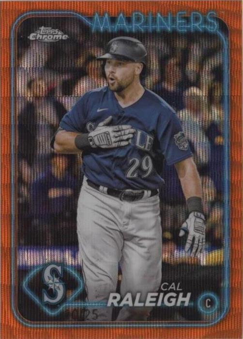 Cal Raleigh Wave 2024 Topps Chrome - Cal Raleigh #119 Orange Wave Refractor /25 for sale ...