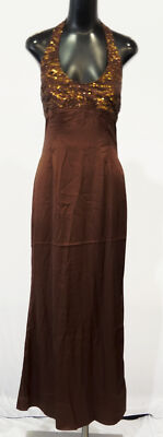 leana brown halter dress Leana Brown Halter Dress