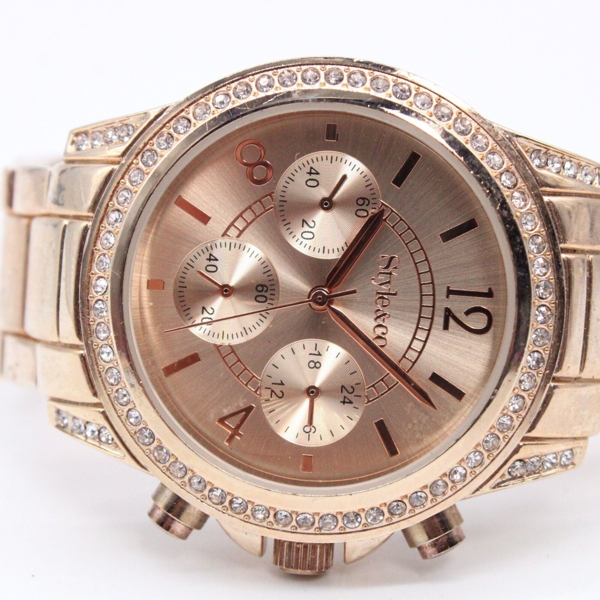 Style & Co Watch Womens Gold Tone Stainless Steel Big 