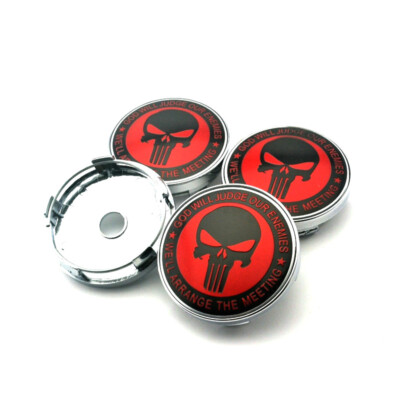 60mm 2.36'' The Punisher Skull Car Wheel Center Hub Caps Rim Cover Badge Decals