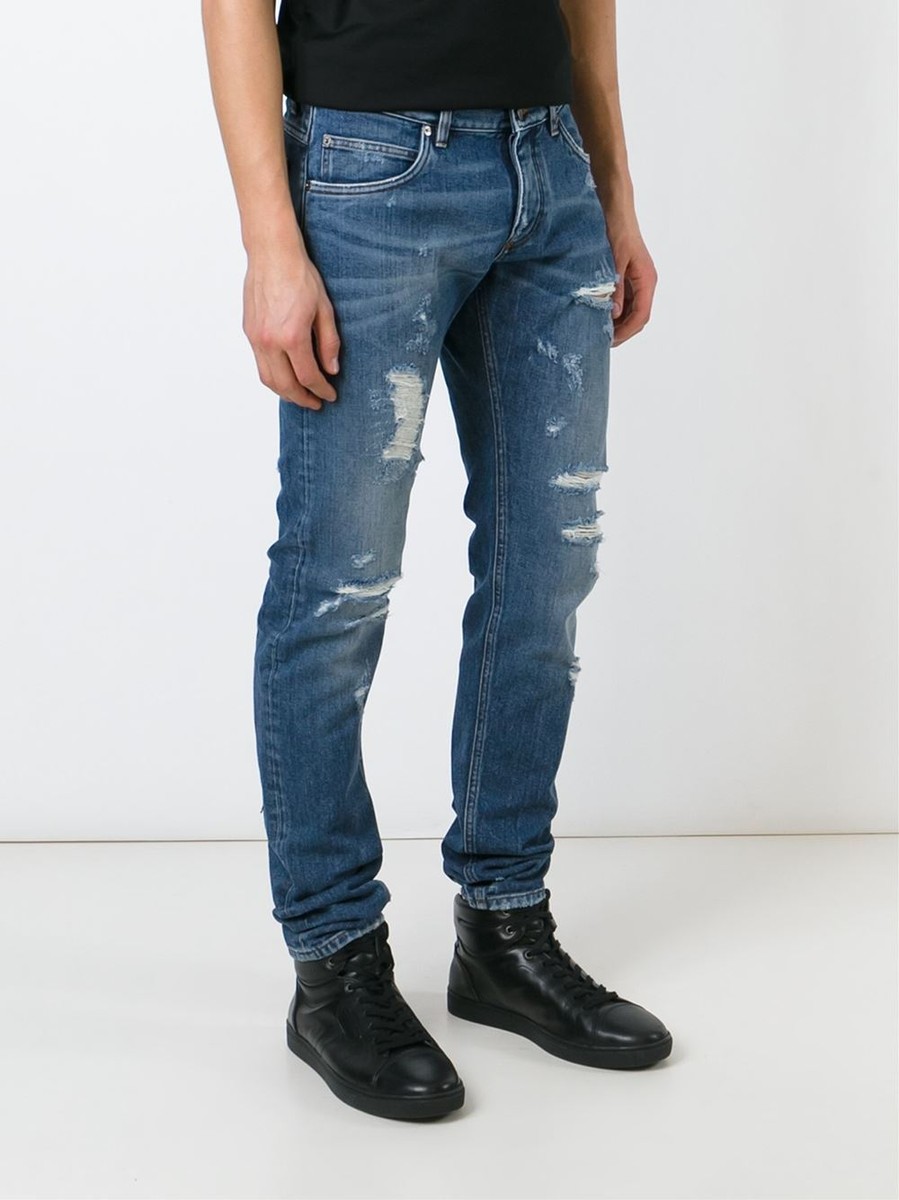 DOLCE&GABBANA 14 Gold Slim Fit Distressed Blue Jeans G6LBLD DOLCE&GABBANA 14 Gold Slim Fit Distressed Blue Jeans G6LBLD