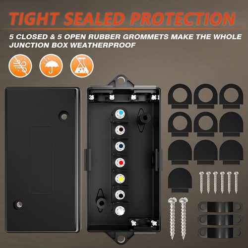 8 Feet Trailer Cord 7 Pin Junction Box Kit 7 Way Plug Waterproof Wiring Harness - Picture 5 of 9