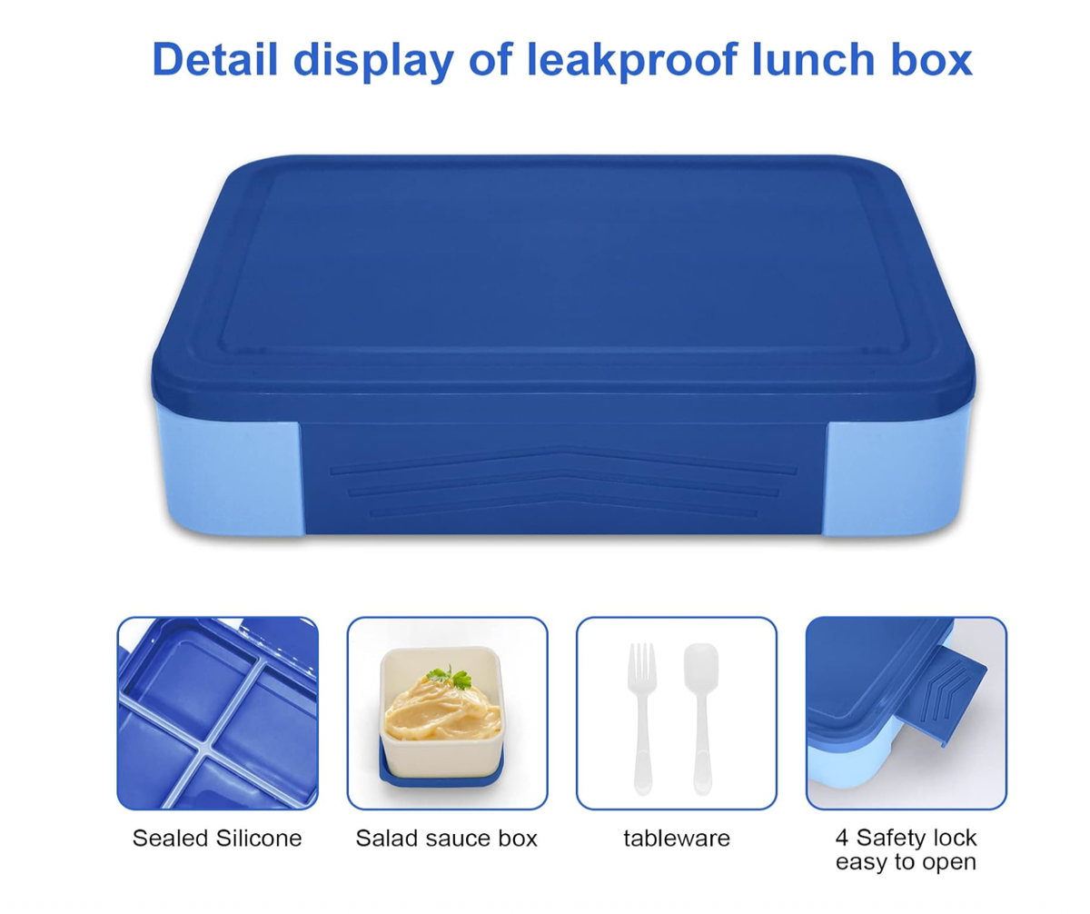 Lunchbox Für Kinder Mit 5 Fächern – Auslaufsichere Brotdose 1330 Ml Für Schule & Picknick