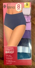 Women's Sz S Panties Felina Cotton Stretch Brief 8 Pack