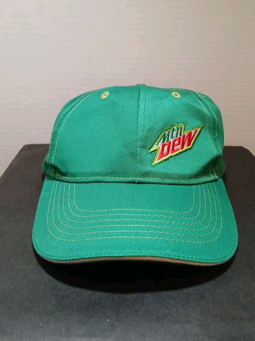 Mountain Dew Soda Embroidered Logo Strapback Hat Cap Green