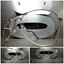 Me'sn or Women CLASSIC VINTAGE RETRO Style Clear Lens EYE GLASSES Silver Frame