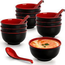 Set of 10 Miso Soup Bowl with Spoon, Restaurant Quality Cereal Rice Bowl,