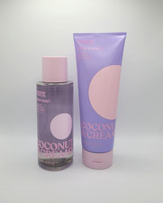 Victoria's Secret Pink Coconut Cream Body Mist Spray Body Lotion Set of 2