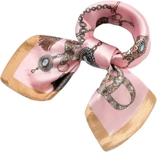 Womens 23.6 inch Satin Silk Feeling Formal Square Neck Scarf Head Hair Wraps Ker