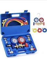 AC Gauges, AC Manifold Gauge Set for R134a R12 R502 Refrigerant, 3 Way Car wi...