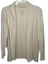 L.L. Bean Supima Cotton Knit Cardigan XL Ivory Open Front Soft Sweater Capsule