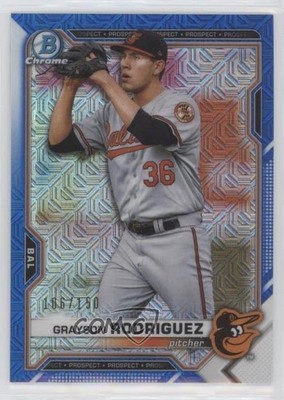 2021 Bowman Chrome Prospects Mega Box Blue Mojo Refractor Grayson Rodriguez 0tv4