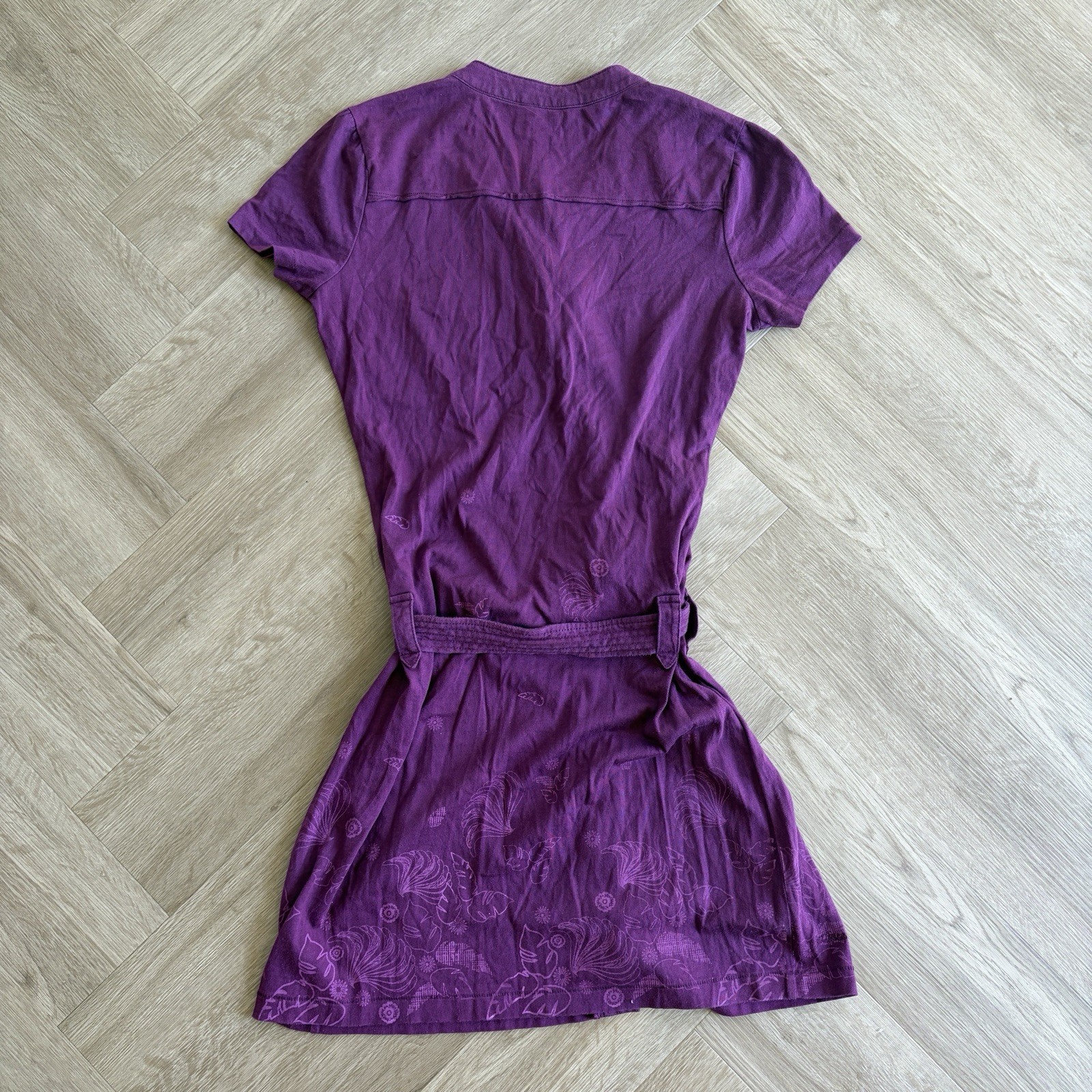 Fat Face Purple Short Sleeve Floral Leaf Pattern Button-Up Dress Belt Size UK 8 image 5