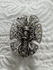 Large Metal Rhinestone Hair Claw Jaw Clip Intricate, Open-Work Filigree Design