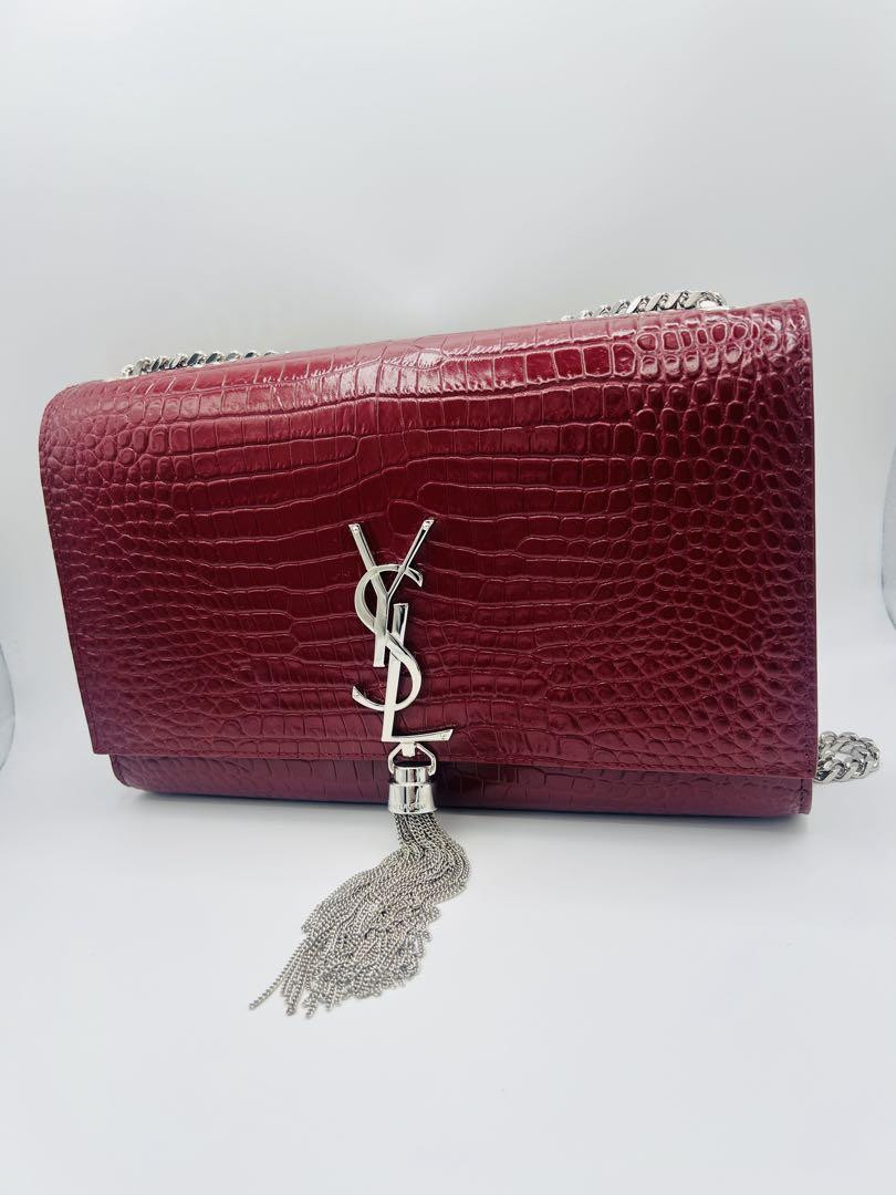 Borsa a tracolla Saint Laurent Paris Classic Kate con catena in coccodrillo r...