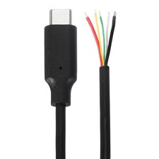 0.3M/1Ft Type C Male Plug Bare Wire Cables, 20AWG 12V 5A 5 Pin