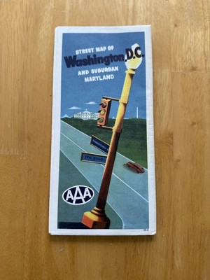 Vintage AAA Washington DC Suburban Maryland Street Map Folded Brochure USA