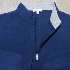 PETER MILLAR Mens XL PULLOVER NAVY BLUE CROWN COMFORT 1/4 ZIP POLO SWEATER