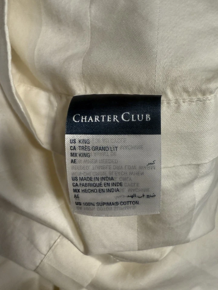 $250 Charter Club 1.5" Rayas 550 TC 100% Algodón 3 Piezas King Funda Nórdica Fundas Foto 3 de 4