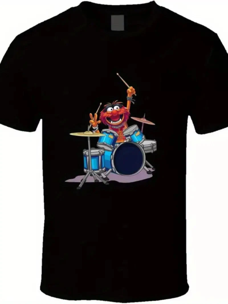 Camiseta The Muppets 'Animal - Ready To Rock' Para Hombre - 100% Algodón, Talla XXL, Color Negro - Producto Oficial Con Licencia