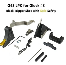 Complete Low Parts Kit LPK for Glock43, Black Shoe With Gold Safety