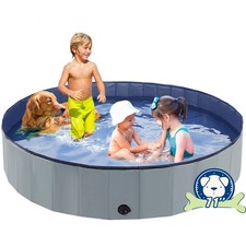 Foldable Dog Bath Swimming Pool 71'' Plastic Kiddie Pool Professional Tub Col...