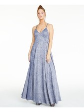 SEQUIN HEARTS Womens Blue Spaghetti Strap V Neck Formal Empire Waist Dress 9