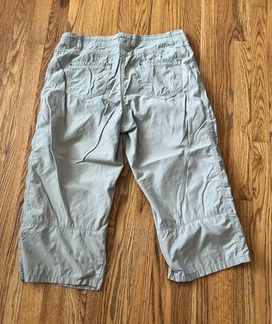 Pantalones capri Kuhl para mujer talla 14 caqui bordados florales bolsillo trasero senderismo Foto 2 de 4